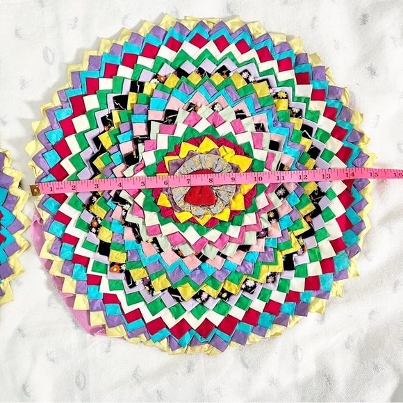 Vintage Handmade Multicolored Arts & Crafts Cottagecore Throw Pillow Covers - Picture 9 of 12